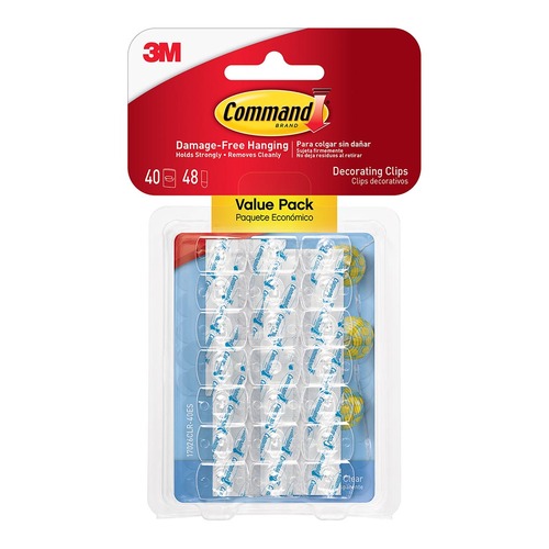 Command Decorating Clips 17026CLR-VP Clear, Value Pack of 40