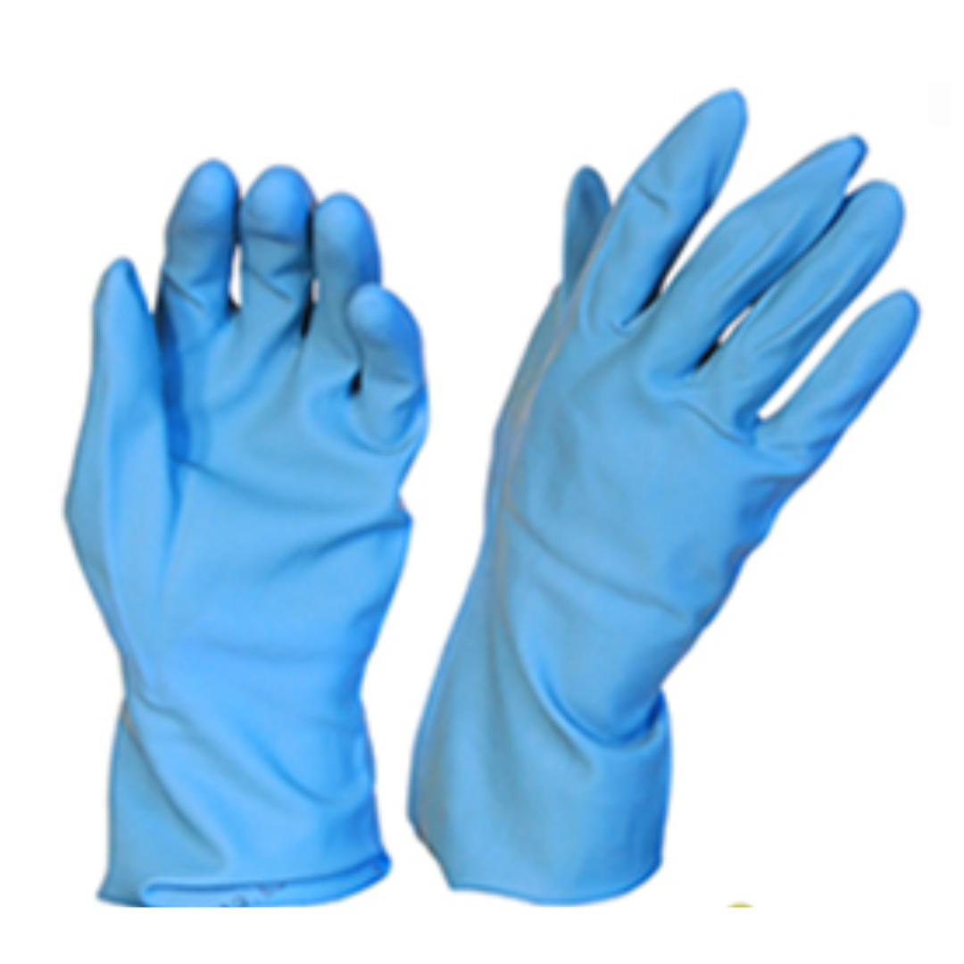 Silverlined Rubber Gloves Medium Blue (Pack 12 pairs) - Selfgard