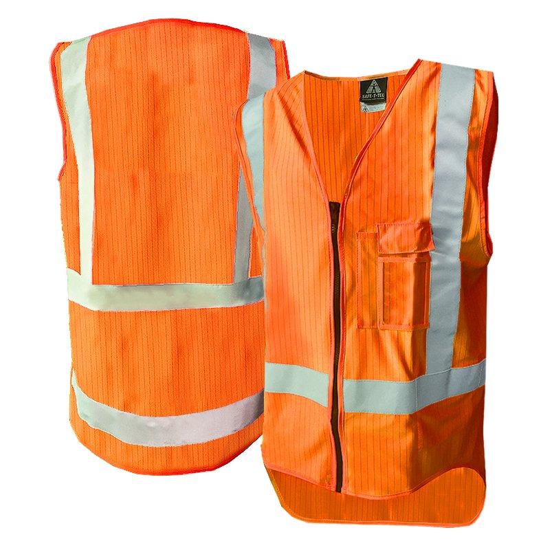 Hi-Vis Ttmc Vest, Zip, D/N Flame Ret, Orange-Size 3Xl
