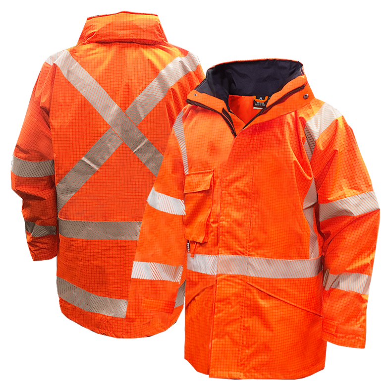 Hi Vis-Rain Jacket ,Flame Retardant, Orange Ttmc-Size M