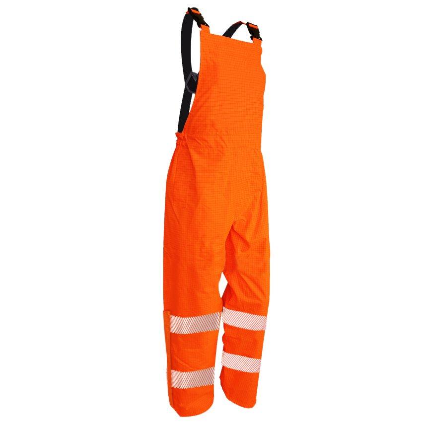 Hi Vis Pu, Bib Trousers, Flame Retardant, Orange-Size 2Xl