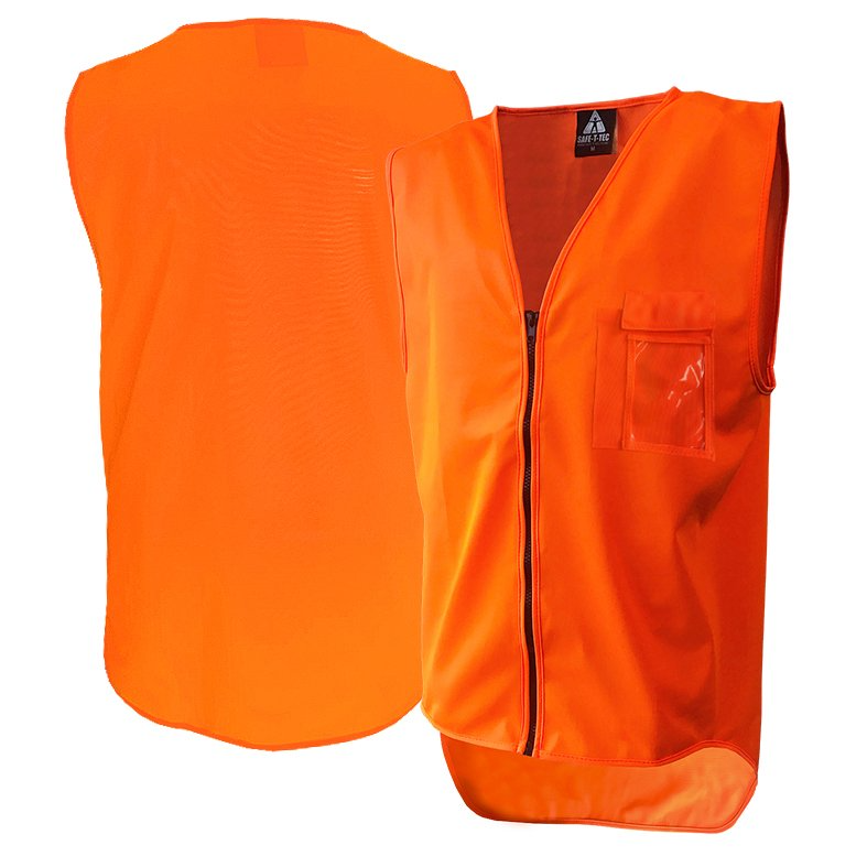 Hi-Vis Vest, Day Only, Zip, Orange-Size 4Xl