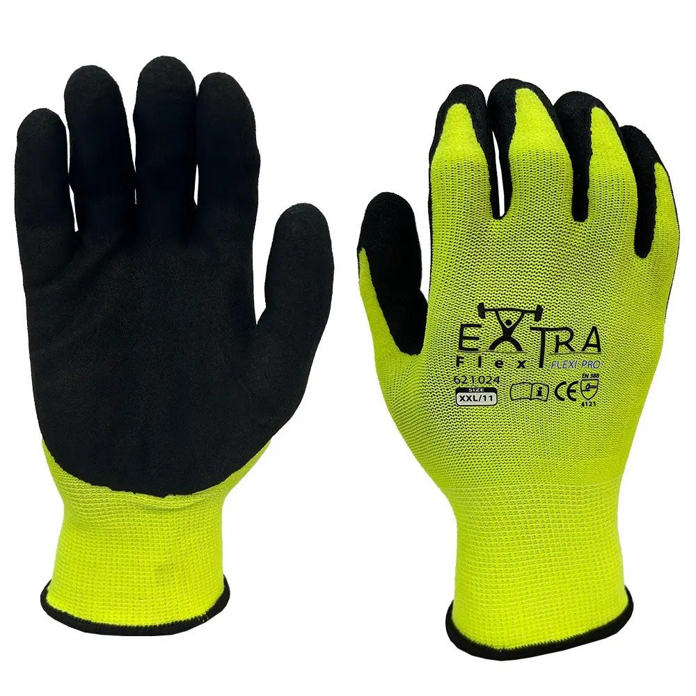 Flexi Pro Black Sandy Latex, Fluro Yellow Nylon-Size M