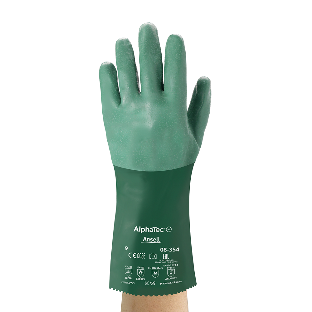 Ansell AlphaTec 08-354 Neoprene Chemical Gloves – For Wet and Slippery Handling - XL