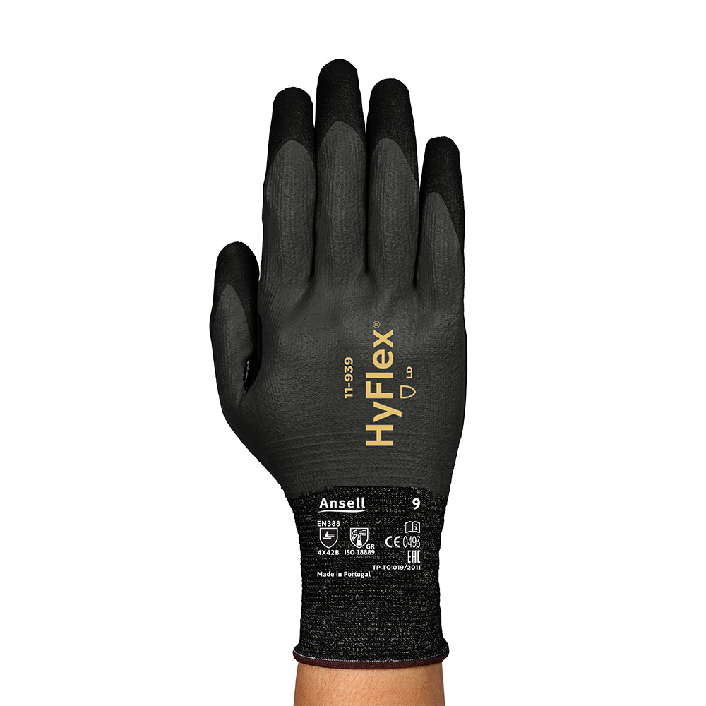 Ansell HyFlex 11-939 Foam Nitrile-Coated General Purpose Gloves – Cut Resistant and Oil Repellent - XL