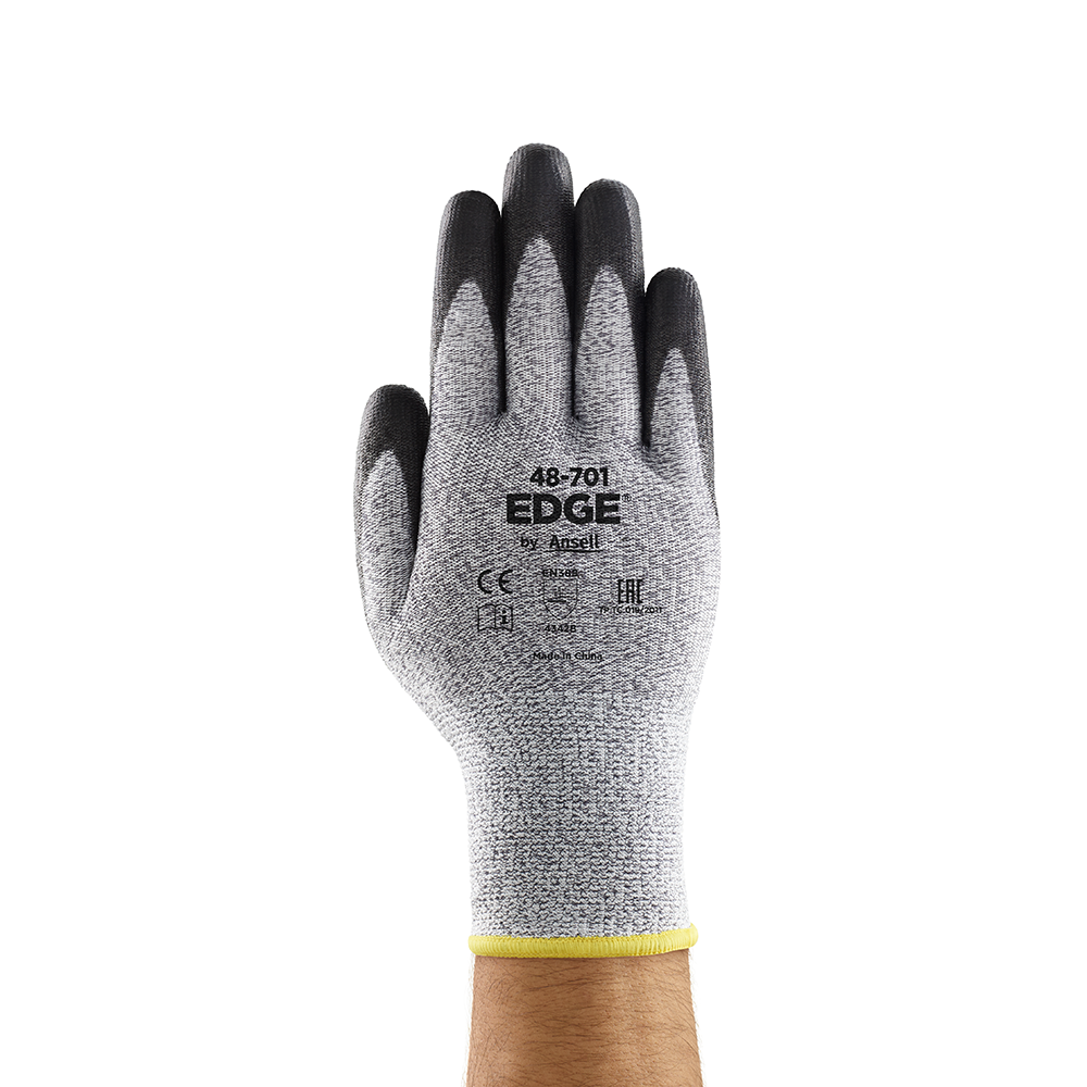 Ansell Edge 48-701 PU-Coated Work Gloves – Cut and Abrasion Resistance for Dry Environments - M