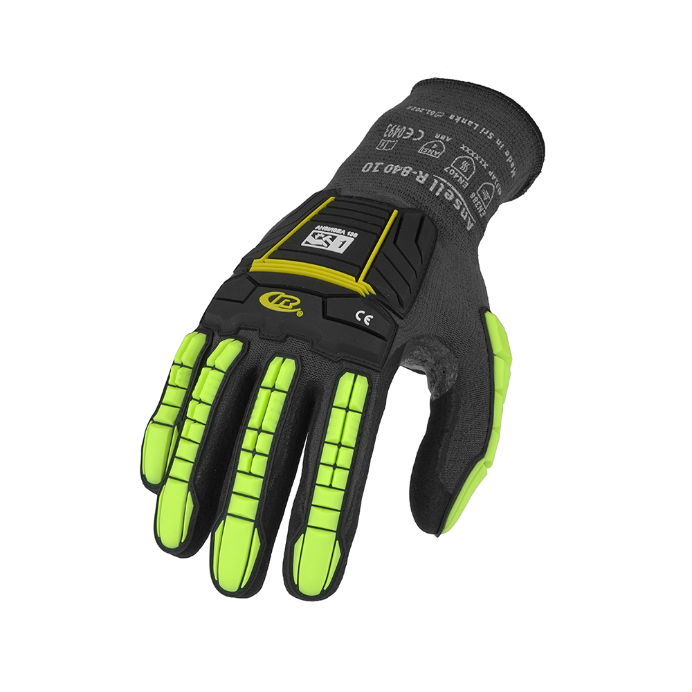 Ansell Ringers R-840 Nitrile-Coated Impact Protection Gloves – Low Profile, Strong Grip - XS
