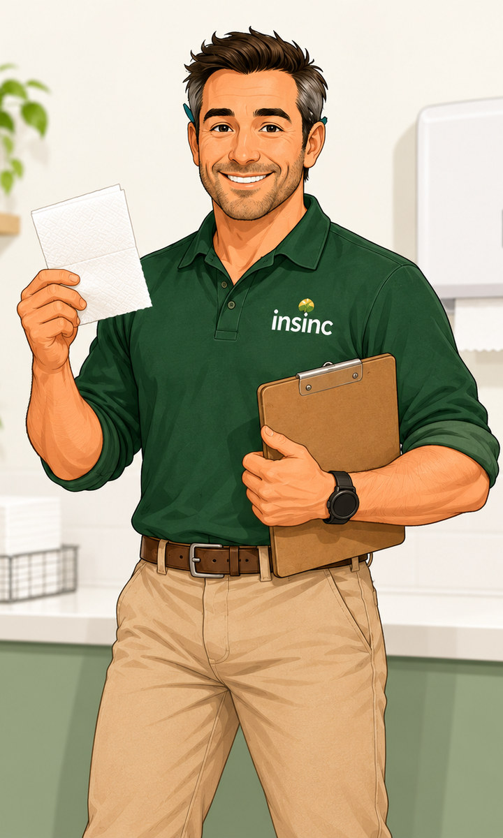 Male Alex holding up a paper towel