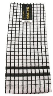 Tea Towel Terry Towelling Black, Pack 10 - Filta