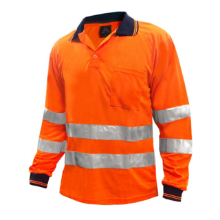Polo Shirt, Ls, Orange, Tape Au Style-Size Xl